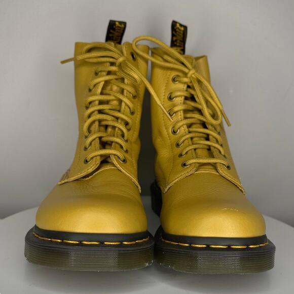 NIB Women's Dr. Martens Women's Pascal 1460 Mustard Combat Boot W8 - Picture 4 of 10